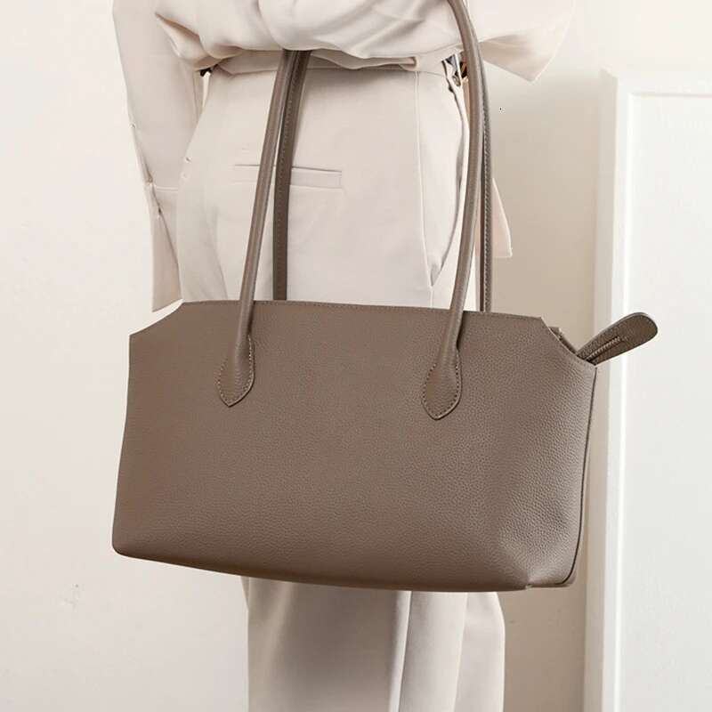 Toptrends Cowhide Genuine Leather Large Underarm Shoulder Bags For Women 2025 Designer Shopper Tote Work Ladies Handbags
