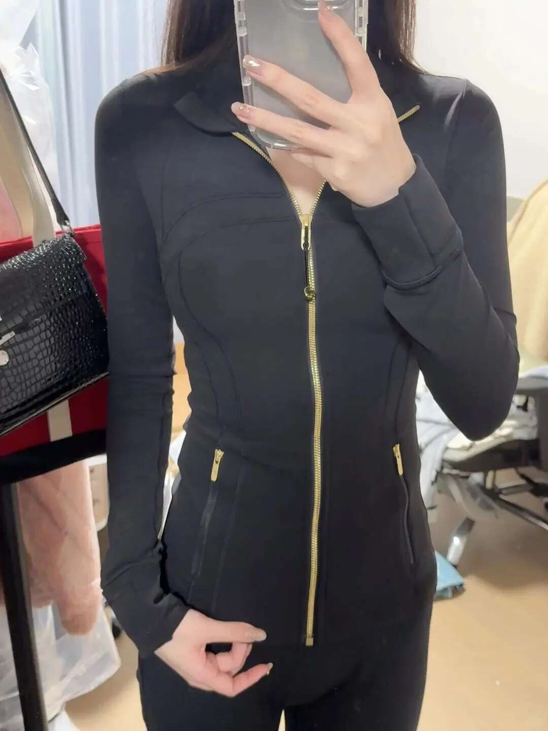 Gothic Womens Sweatshirt Y2k Fashion Tight Fit Sportswear Training Running Fiess Yoga Solid Color Cardigan Jacket