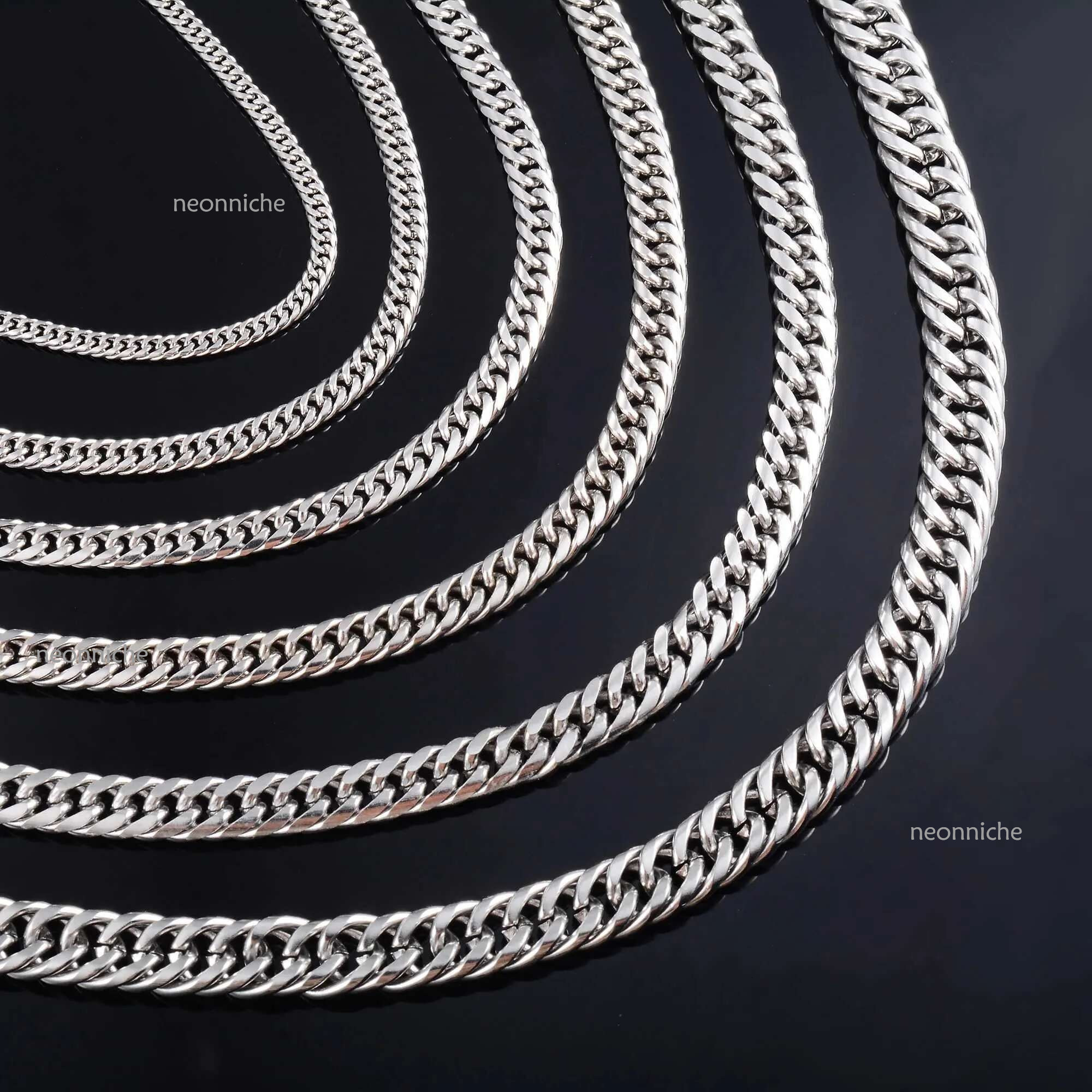 3MM/4MM Width Mens Punk k Cuban Curb Chain for Hip Hop Boy Women Stainless Steel Necklace Basic Metal Jewelry Accessories Heavy ChokerX240919