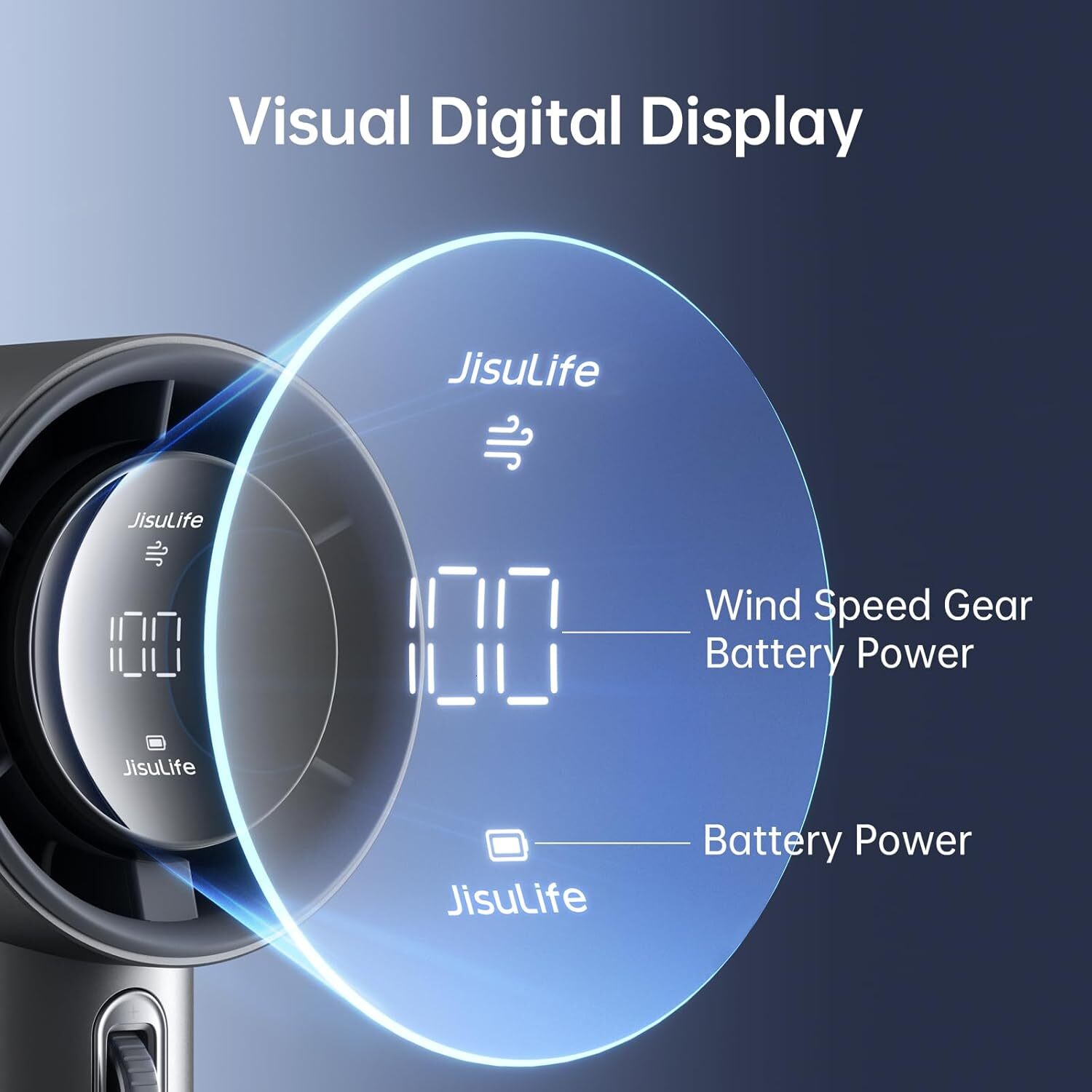 JISULIFE portable handheld adjustable speed (1-100) turbo mini fan, 5000mAh rechargeable battery personal fan with metal body, digital display, women 