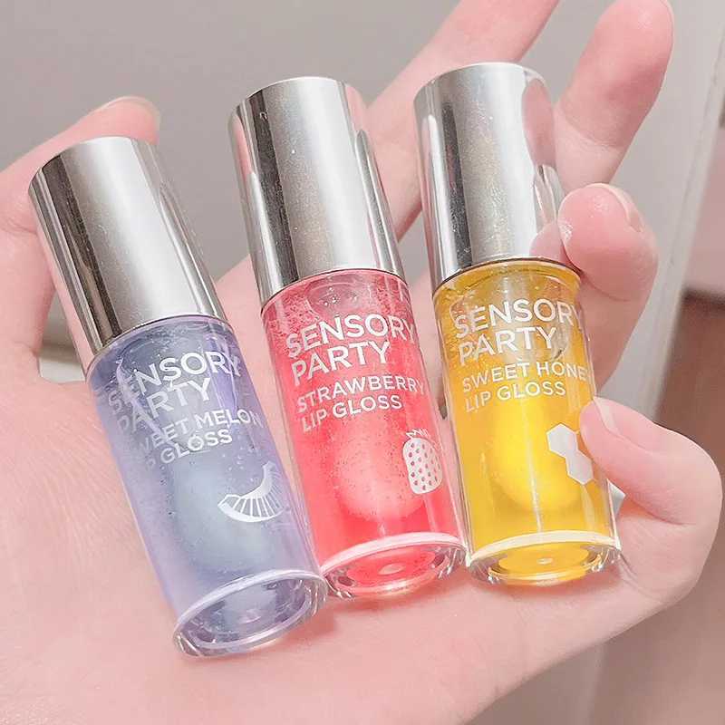 Fruit crystal jelly lipstick peach moisturizing plump lipstick transparent glass lip gloss lipstick W250407
