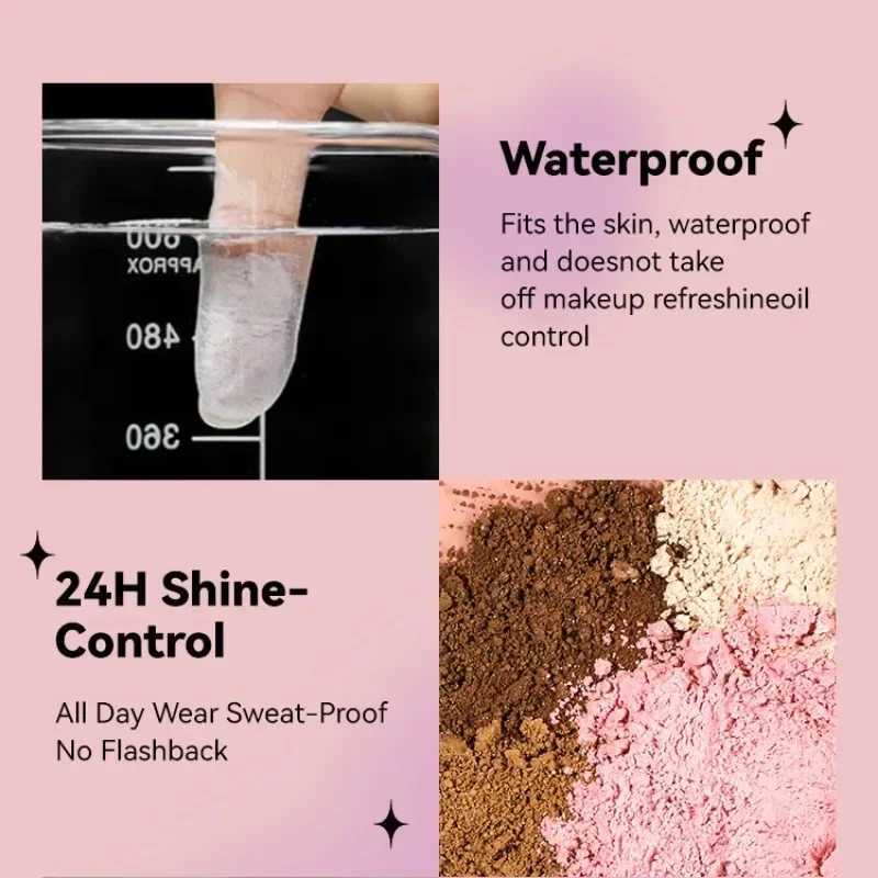 Matte loose powder transparent makeup set powder mineral shrinkage hole waterproof oil control finish bright cosmeticsXJ250407