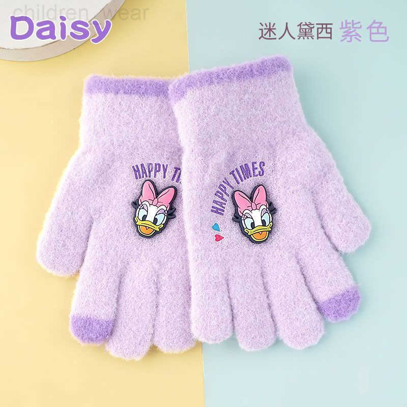 Disney Childrens Five-Finger Gloves for Girls Autumn and Winter Warm Split-Finger Gloves for Boys and Girls Baby Knitted Wool Gloves H251107