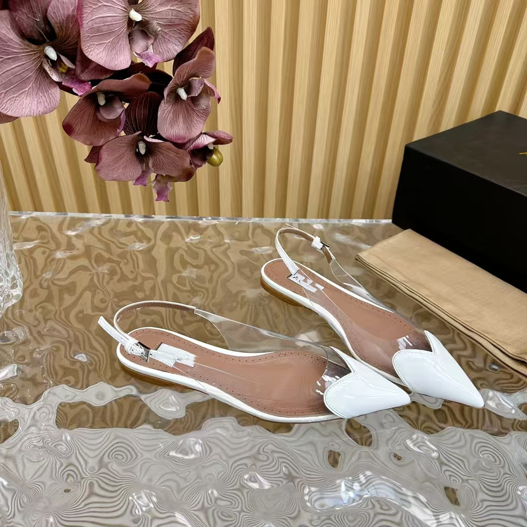 Top Luxury Le Coeur Women Sandals Shoes Black White Nude Heart Slippers Lady Low Heel Lady Pointed Toe Mule Dress Party Sandalias EU35-43 With Box