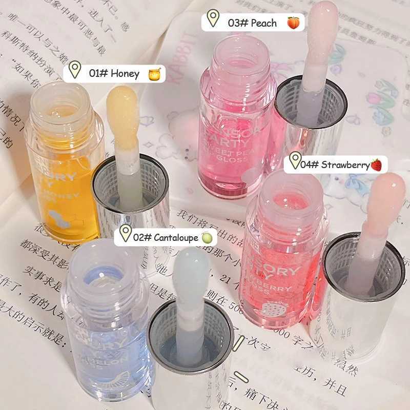 Fruit crystal jelly lipstick peach moisturizing plump lipstick transparent glass lip gloss lipstick W250407