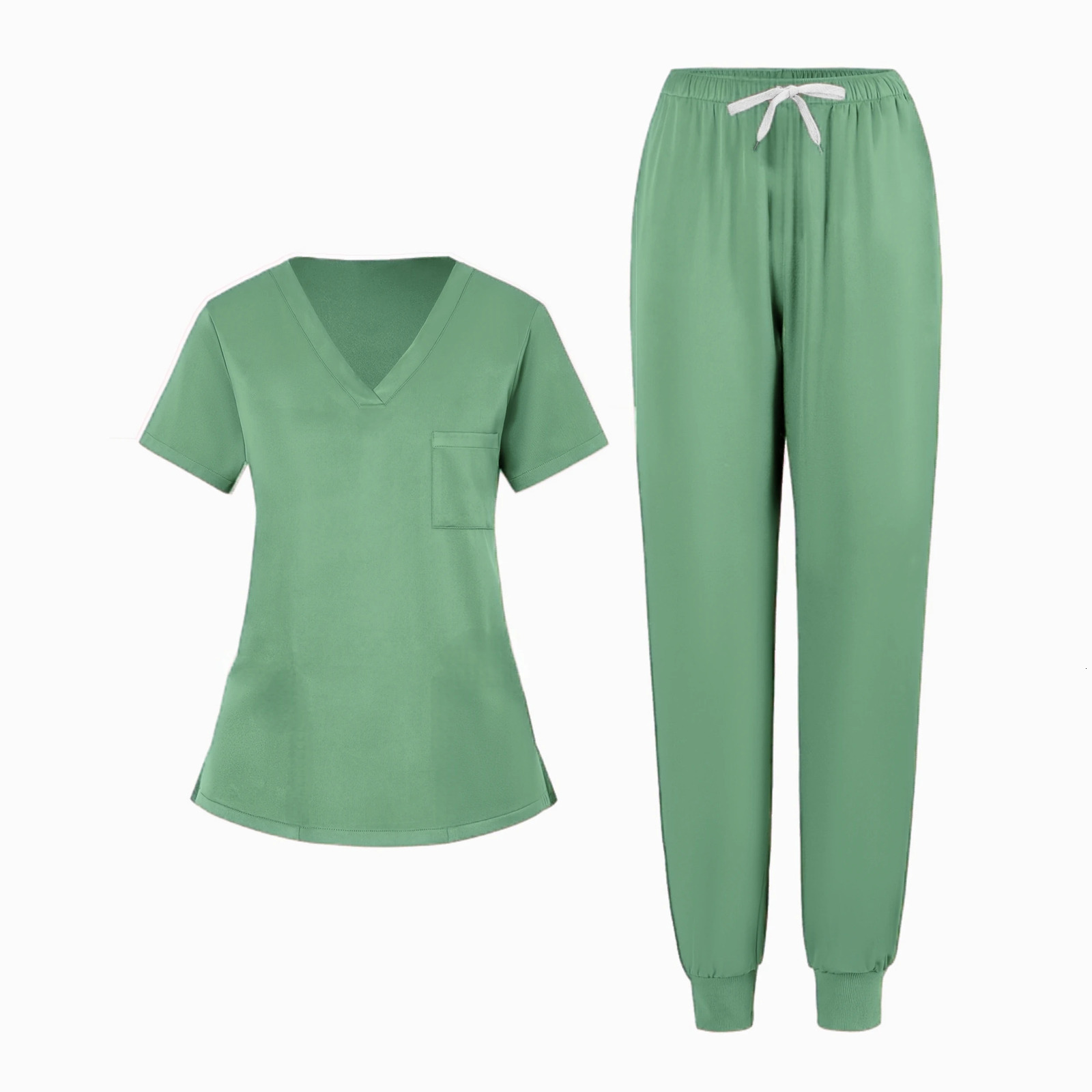 Operating Room Uniform Scrubs Women Men V Neck Top Straight Pants Set Nursing Pet Hospital Workwear Beauty Salon Clothes 250402