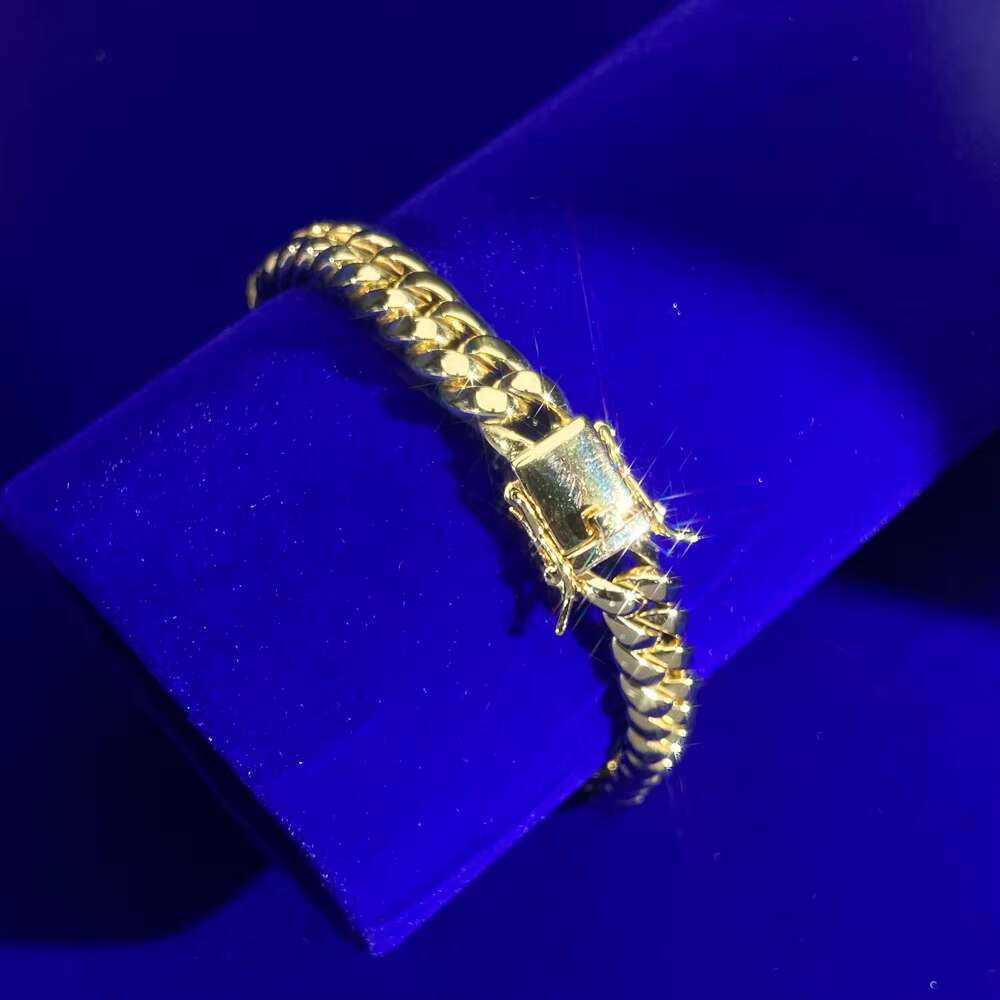 Wholesale Hip Hop Jewelry 8mm Cubic Zircon Diamond 925 Sterling Silver Miami Cuban Link Bracelet for Mens