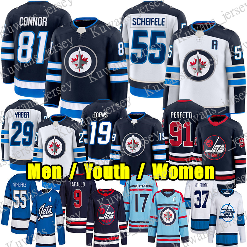 #55 Mark Scheifele winnipeg hockey jersey #19 Jonathan Toews Adam Lowry Brayden Yager Josh Morrissey Luke Schenn Nino Niederreiter Alex Iafallo Cole Perfetti jerseys