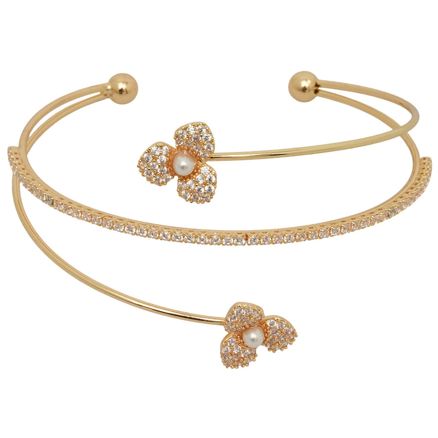 Zircon Pearl Flower Multi-layer Open Exquisite Elegant Versatile Bracelet Light Luxury Women's Jewelry - view 9