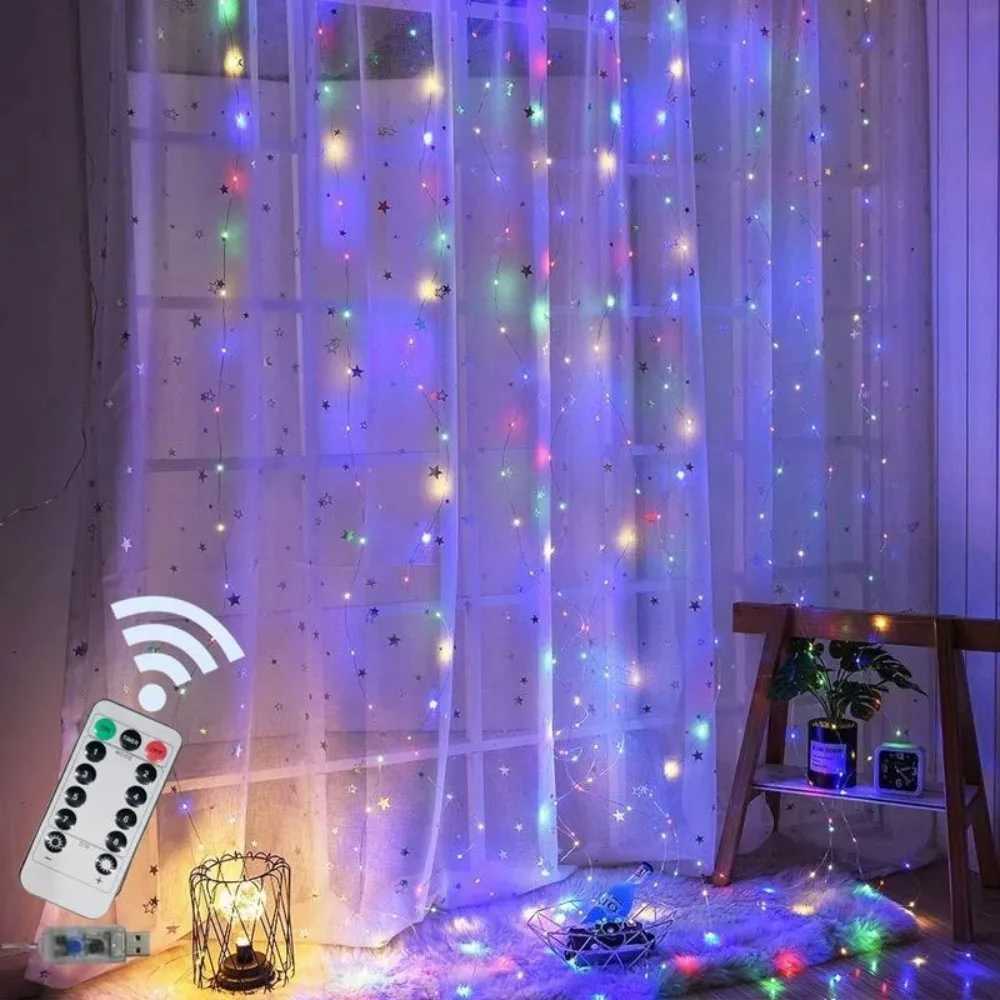 Outdoor 8 Mode LED USB Curtain Light String 3M-6M Wedding Garland Fairy Light Christmas Party Holiday Decoration Garden Light W251107