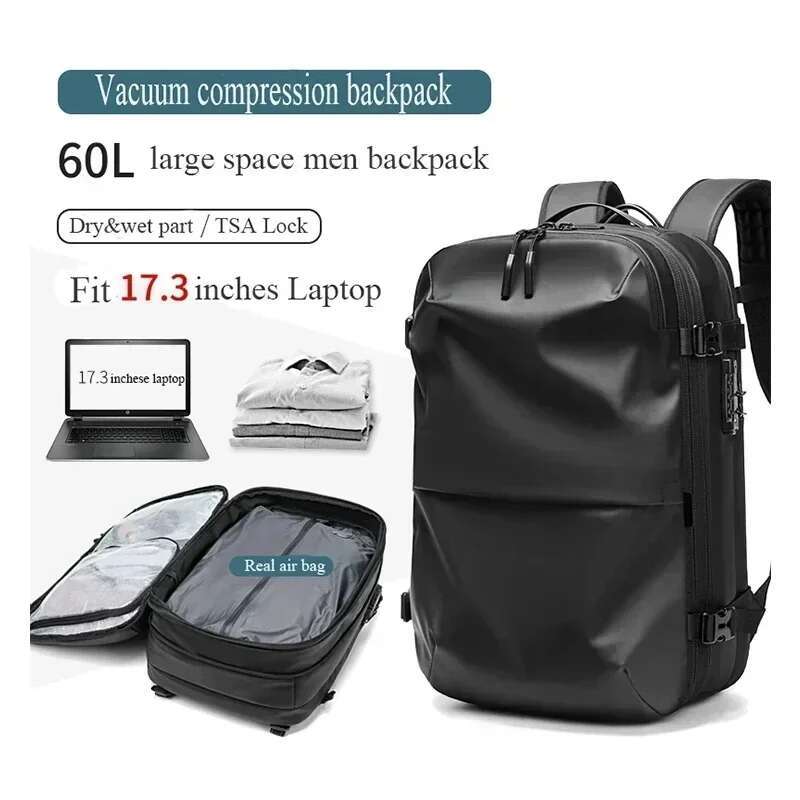 Vacuum Compression Travel Backpack For Men 17In Waterproof Multifinonal Notebook Backpacks Anti Theft Back Bags High Quality New