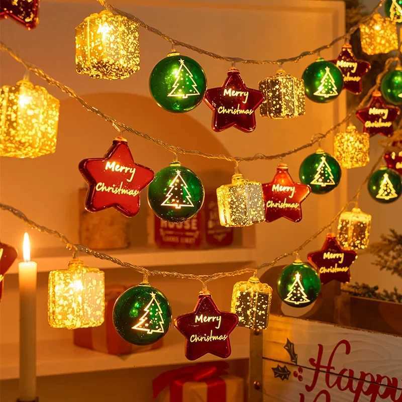 Christmas Light String Santa Cluas Candy Cane Snowman Lamp Xmas Tree Light Strings Hanging Ornaments Merry Christmas Decor 2025 W251107
