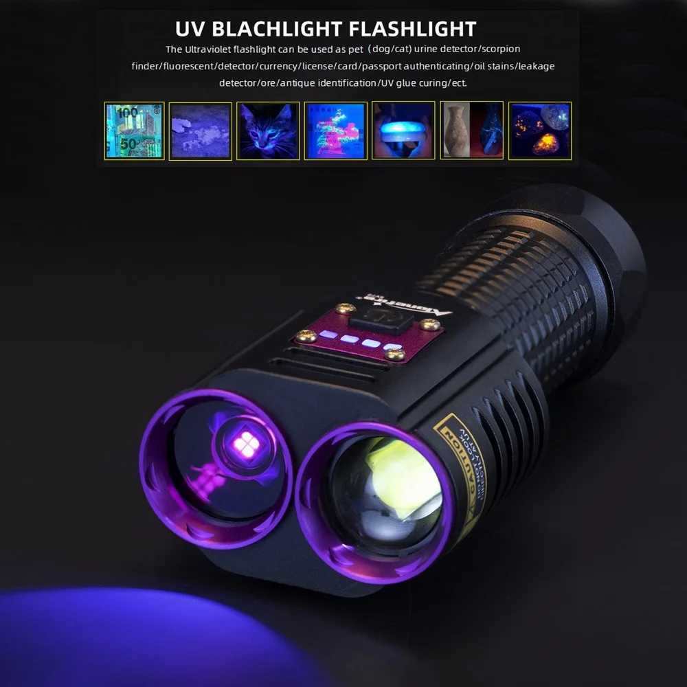 2in1 20W UVWhite light High Power Flashlight 365nm USB Charging Blacklight Money Ore Pet Stains Leakage Marker Detector lampW251106