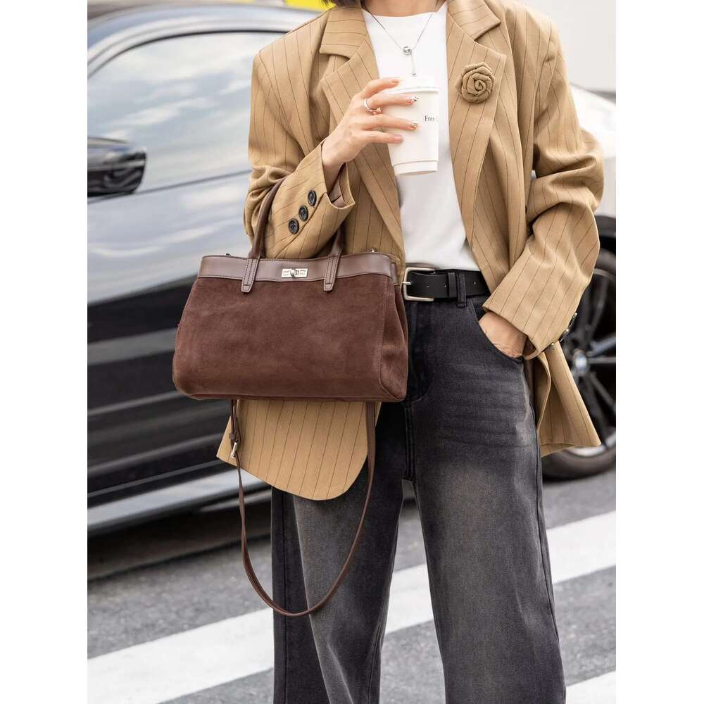 Genuine Leather Fashion Women Tote Coffe Designer Brand Shoulder Crossbody Ladies Bag For Woman Brown Handbag Black