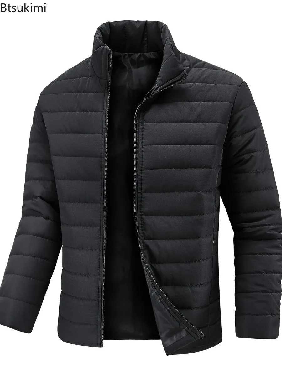 Winter Mens Lightweight Parka Jackets Fashion Stand Collar Zipper Slim Warm Waterproof Jackets Men Work Outdoor Windbreak CoatsT251107