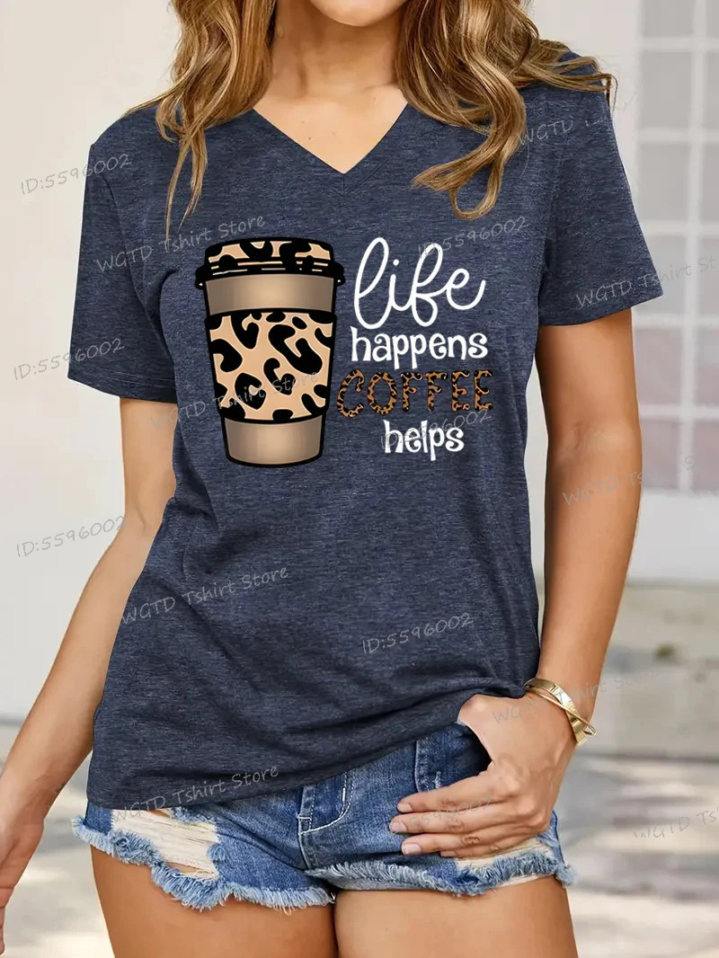Coffee Panther Printed Fashion Casual Top for Life Helps Womens Clothing Lover Gift Tshirt Summer 250407