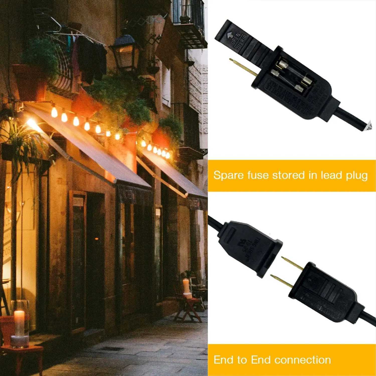 100ft Outdoor String Lights Waterproof ST38 Globe Led Patio Lights with 24 Edison Vintage Bulbs Connectable Outdoor Lights for W251107