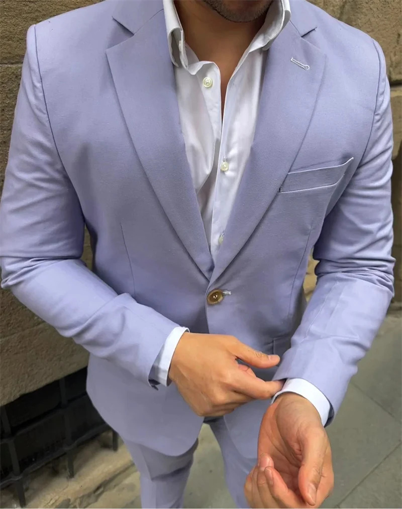 2 pieces of linen mens summer party slimming wedding dress and evening gown custom notch lapel jacket with pants fashion beauty set 250402