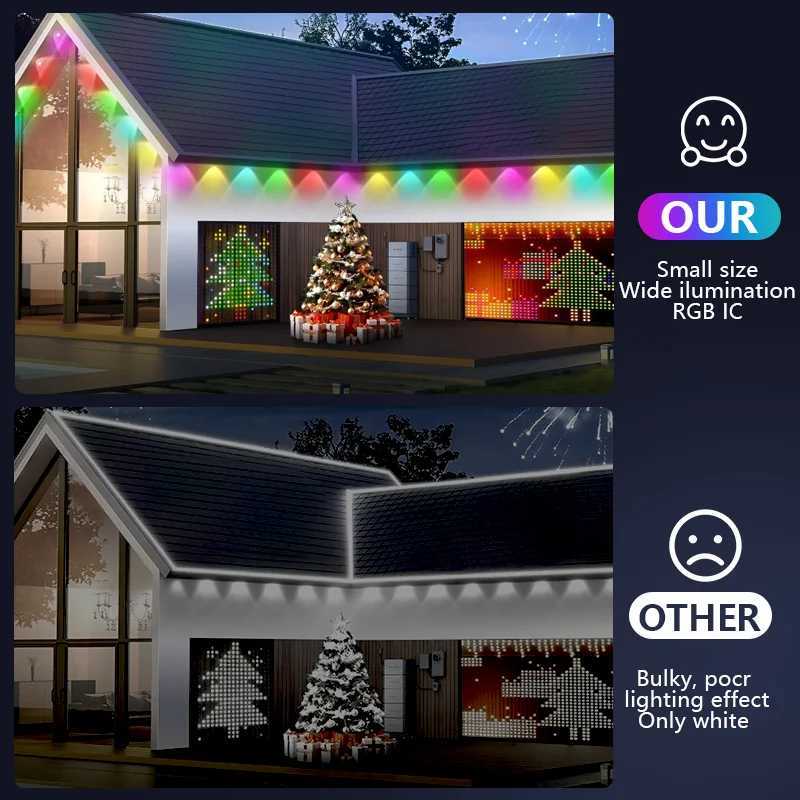 150ft 100ft 50ft Permanent Outdoor Lights Smart RGBIC Outdoor Lights with 75 Scene Modes String Lights with 90 LEDs for Garden W251107