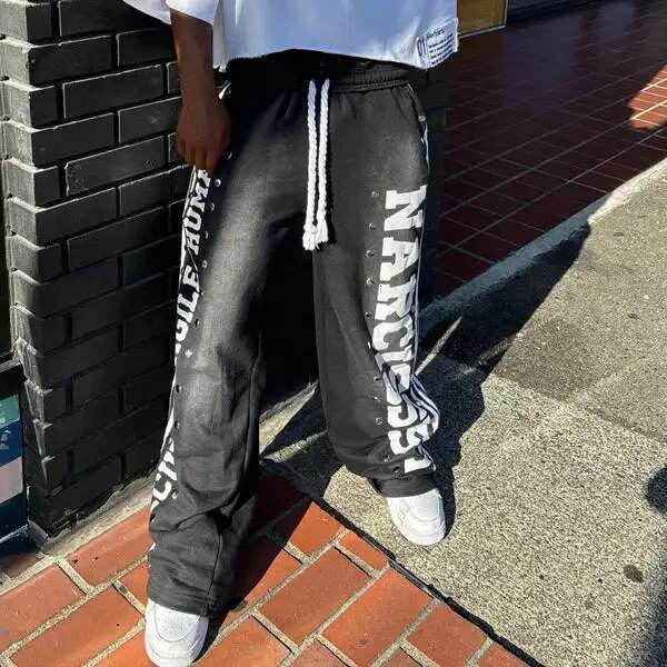 Gothic Letter Patchwork Y2k Clothes For Hip Hop Retro Sequin Striped Sweatpants T Shirt Two Piece Set Casual Tracksuit Men