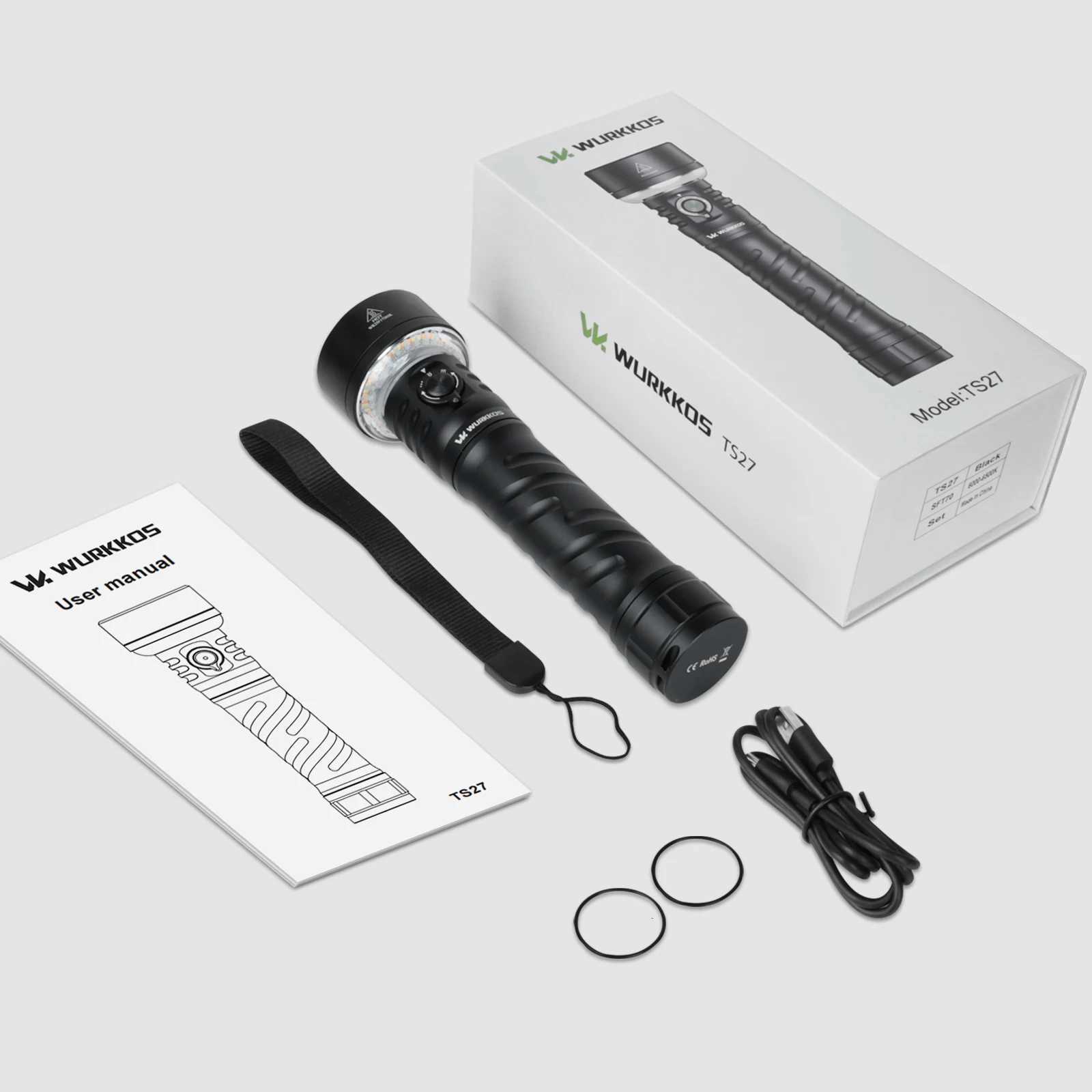 Wurkkos TS27 3200LM Super Bright Flashlight 845M Throw RGB Lighting Linterna Recargable Reverse Charging Power Bank For CampingW251106