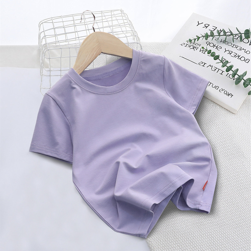 Ddmyshoesvip Korean Version Children S Clothing Solid Color Short Sleeved Soft Men And Women S Baby Round Neck Half Sleeved T Shirt Printed Class Unif