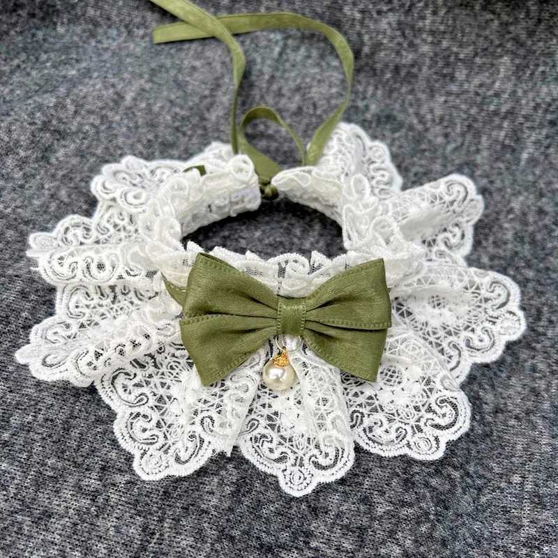 Lace bow pearl collar cat collar pet dog collar M250406