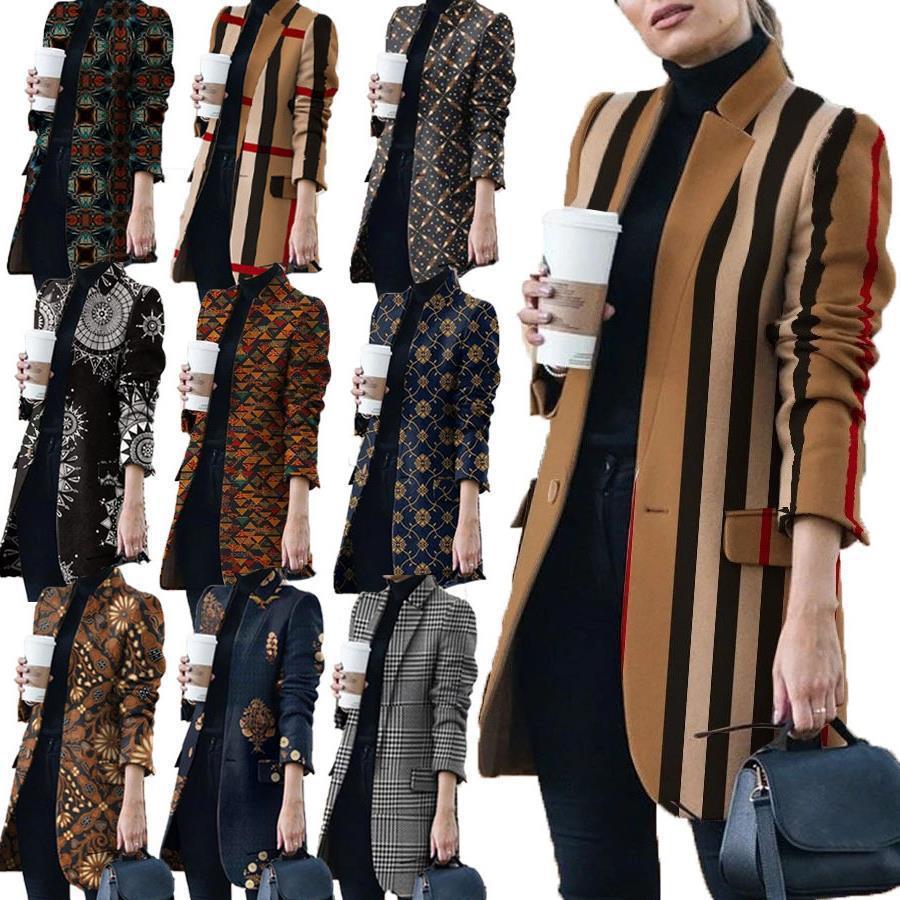 Autumn and winter 2020 new fashion printed tweed jacket for women 210820