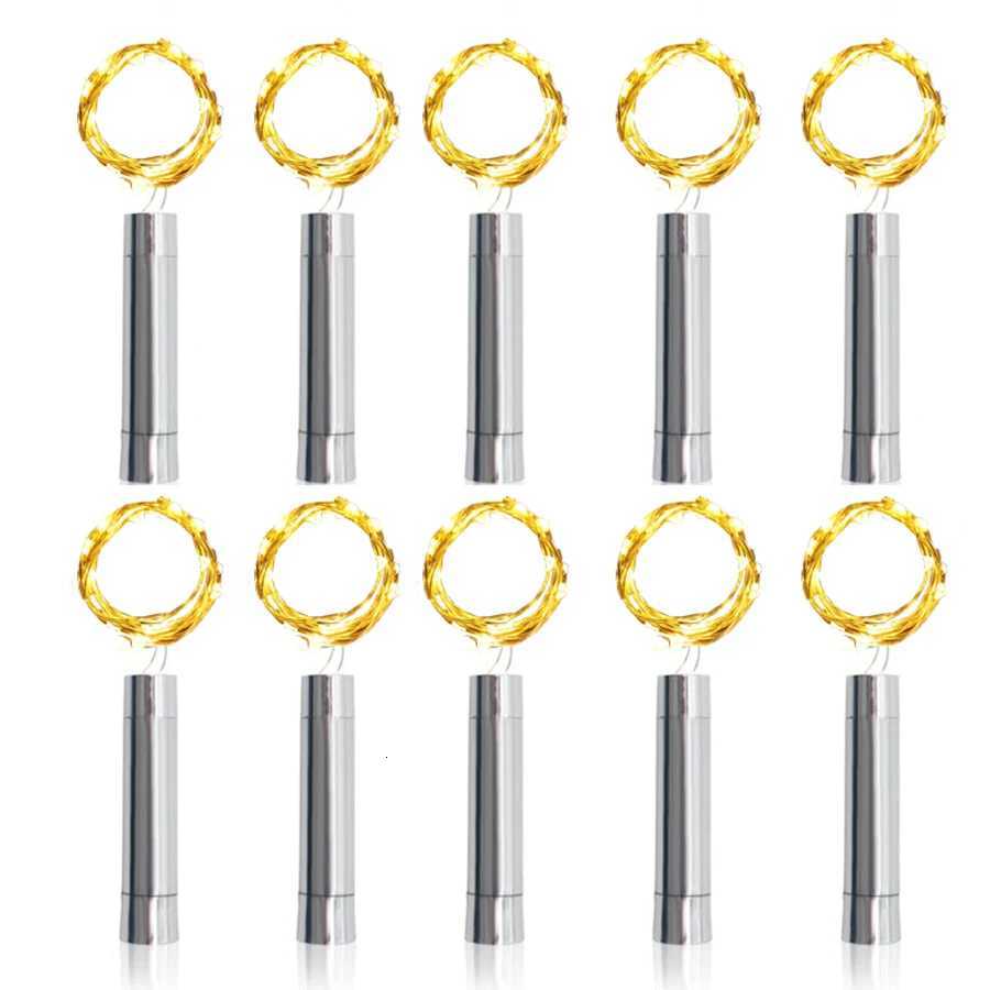 10PCS 20LED Sliver Wine Bottle Cork Light AA Battery Operated Fairy String Light Cork Bottle Light for DIY Christmas Party Decor W251107