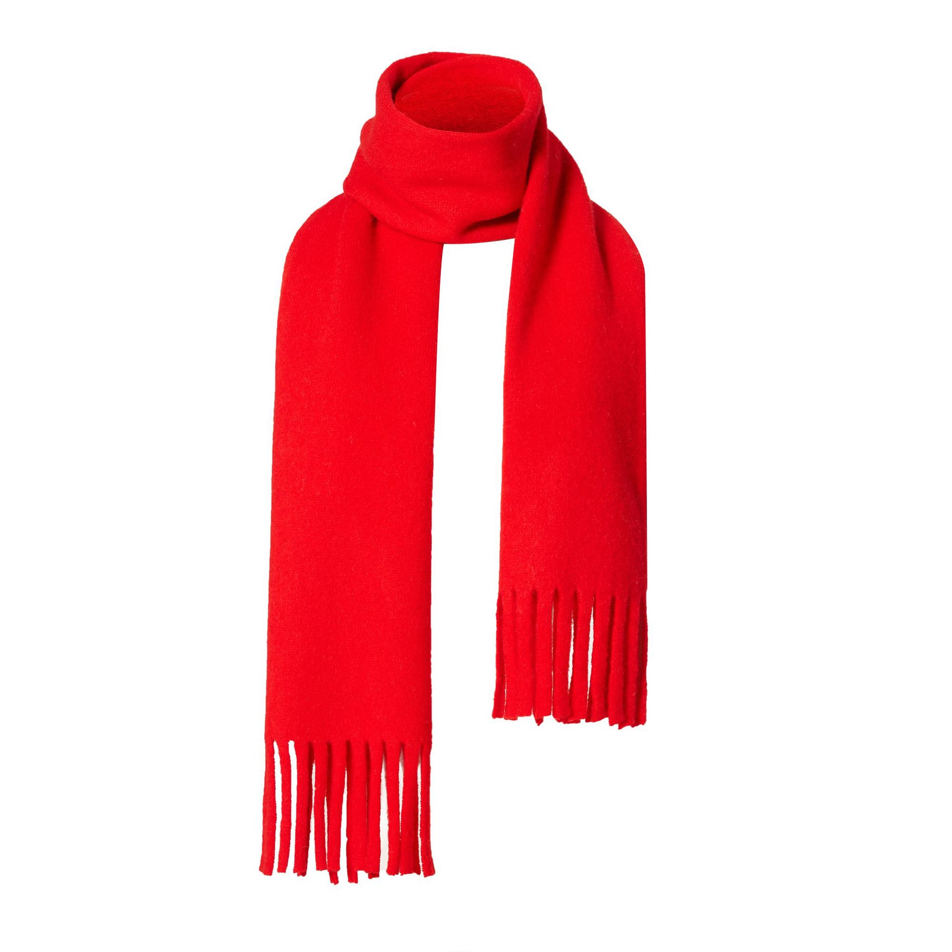 K327 100% wool knitted scarf for women winter warm solid color tassel scarf Korean style all-match warm knitted neck scarf