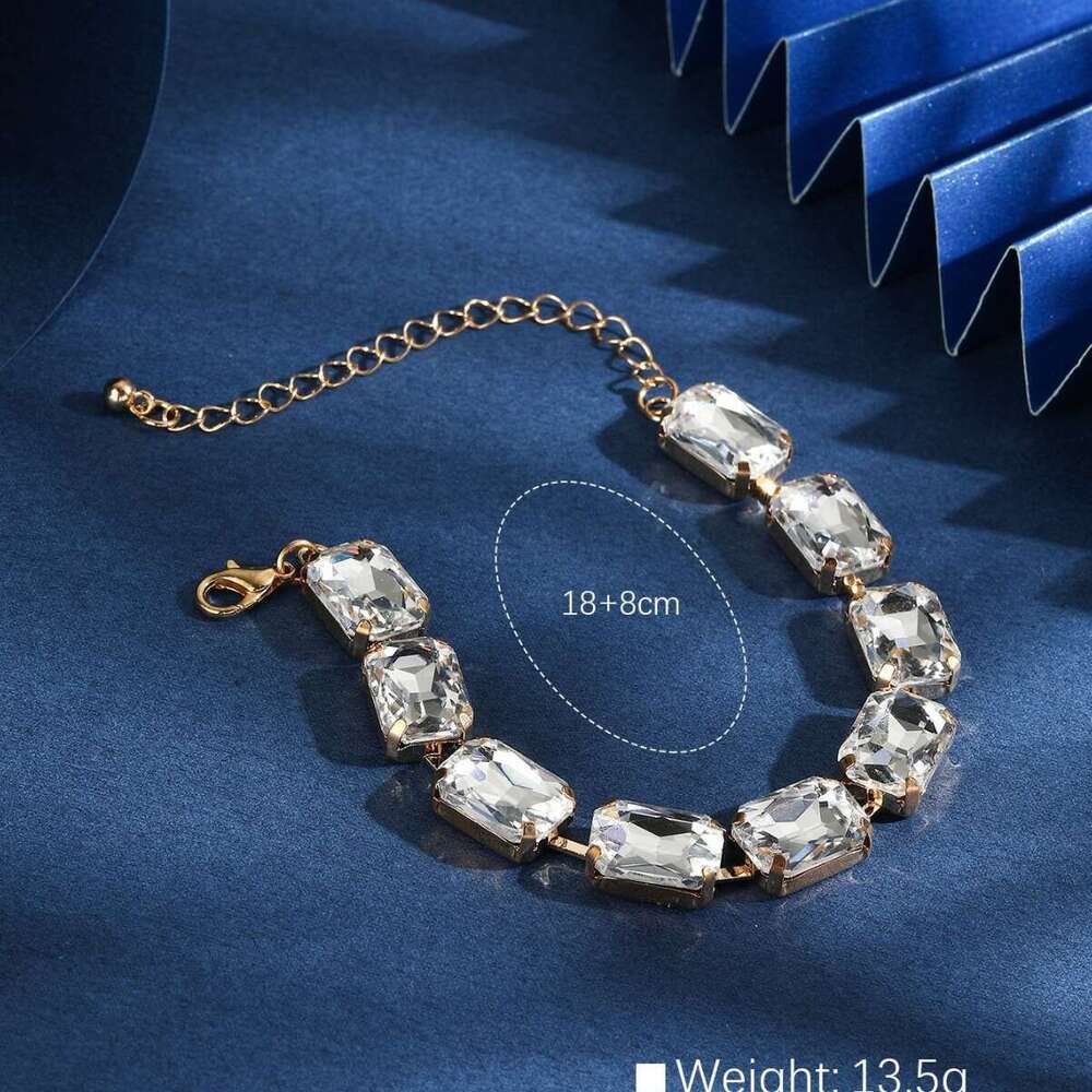NEW Korean version high-end feeg, compact exquisite large glass, movable lobster buckle chain, exaggerated style men's and women's bracelet
