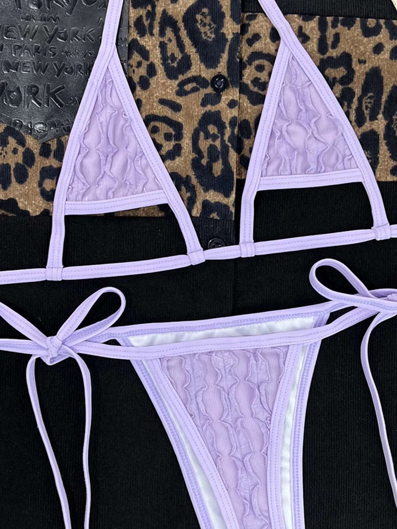 Dongdumaoyi Micro Bikini Sexy Women Swimsuit Purple Cut Out Push Up Extreme Swimwear Brazilian Bathing Suit Thong Swimming Beachwear
