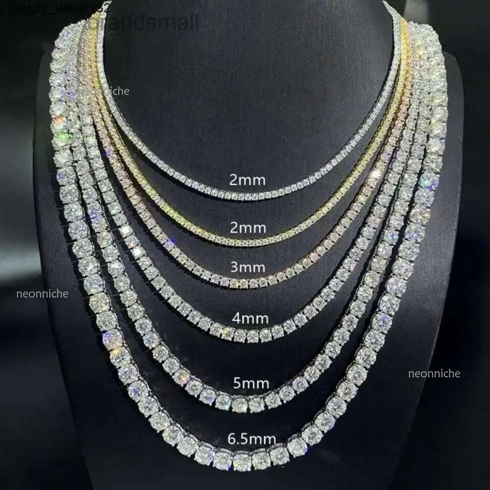 3-5MM Width Designer Tennis Cuban k Chain for women men fashion designer Pendant Hip Hop Sier VVS Moissanite Dia Necklace Jewelry tennis chain