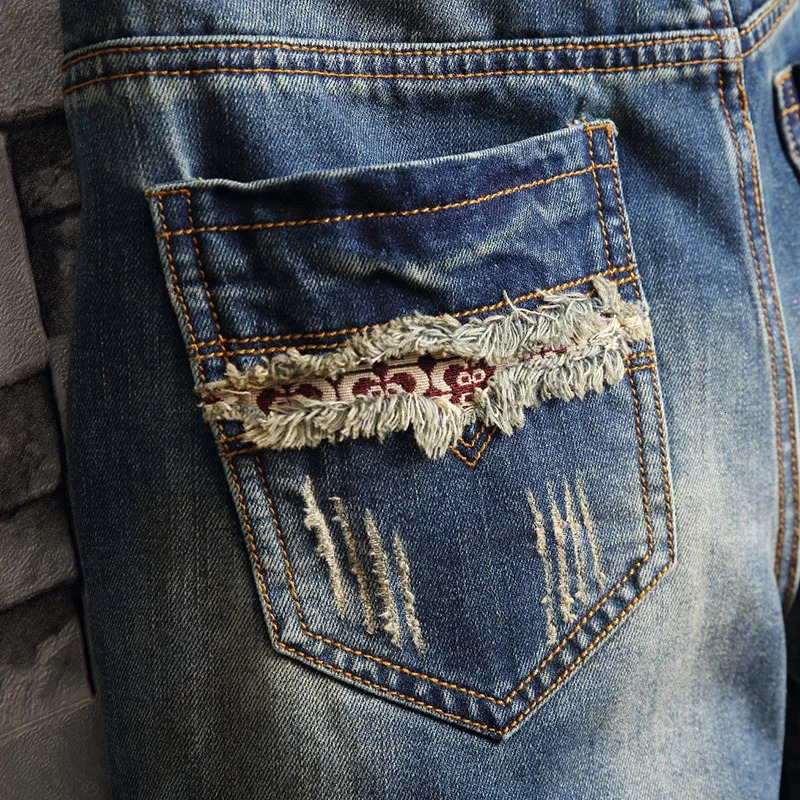 Summer Mens Denim Shorts Retro Open Front Street Clothing Hole 250313