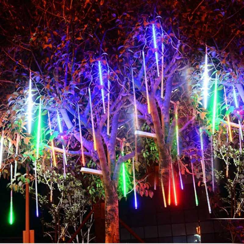 30/50cm 8 Tube Meteor Shower Rain LED String Lights Christmas Tree Decorations Street Garland For Decor Noel New Year Navidad W251107