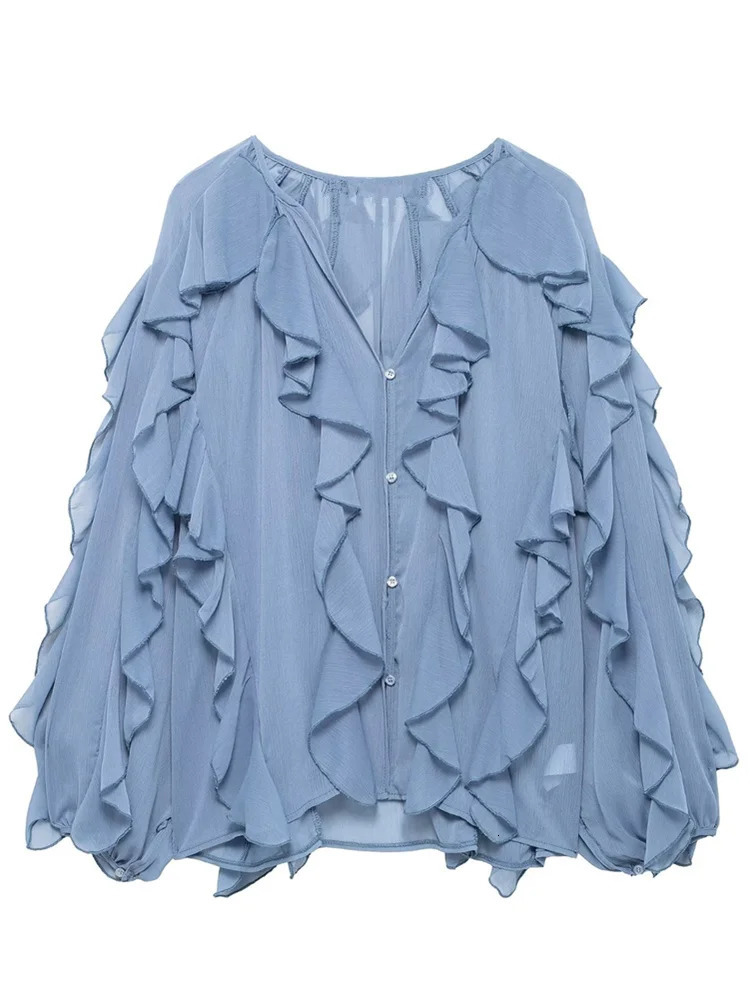 Zevity womens spring Burgundy layered pleated casual shirt long sleeved loose corset high street sapphire top LS2600 250407