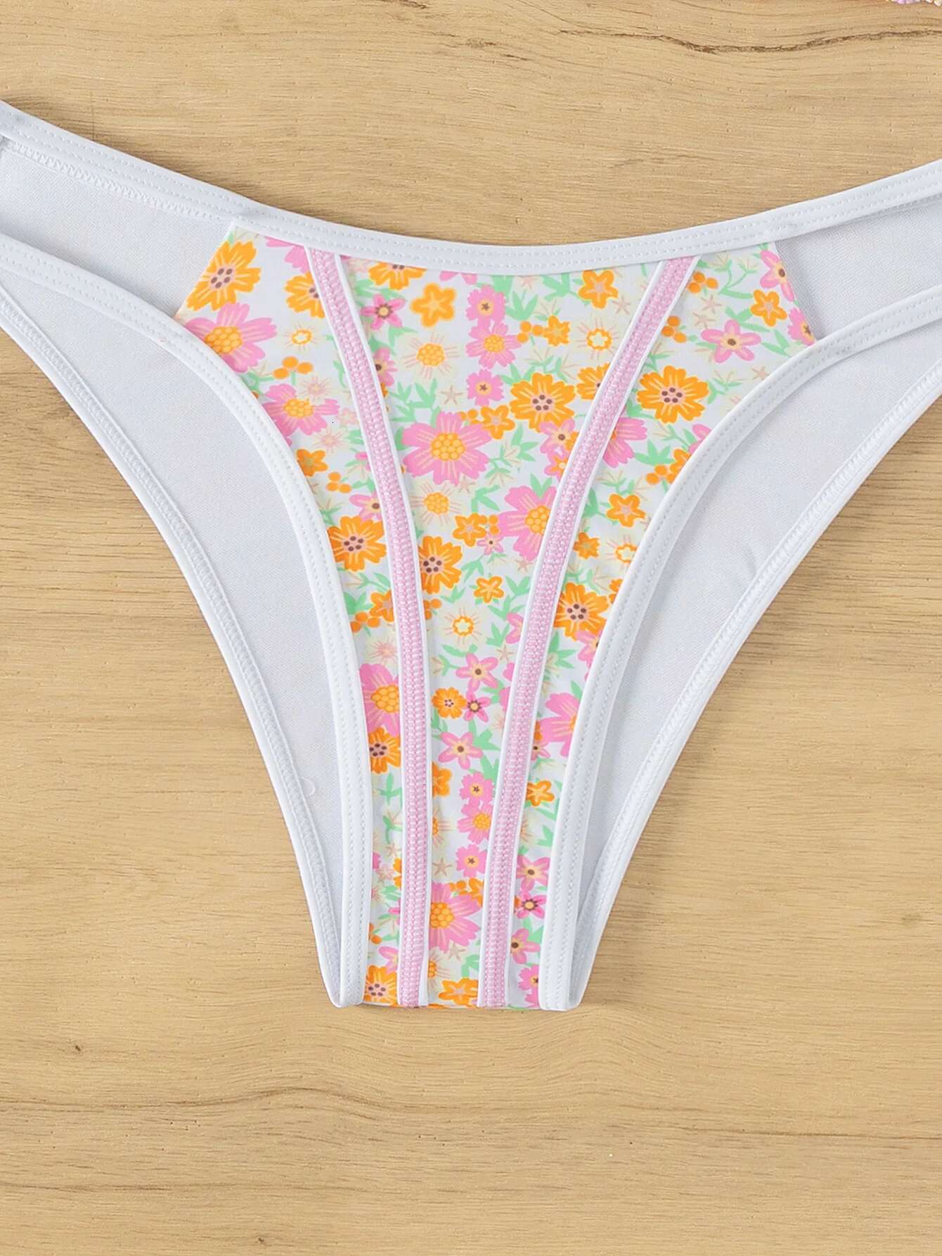 Dongdumaoyi Sexy Pink Floral Print Swimsuit Women Hollow Out High Waist Bikini Set Summer Beach Bathing Suit Two Piece Swimwear Biquini