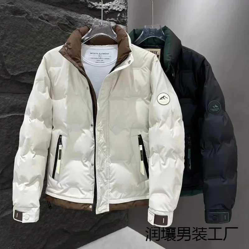 2025 mens winter new thickened white duck down jacket youth stand-up collar short down jacketT251107