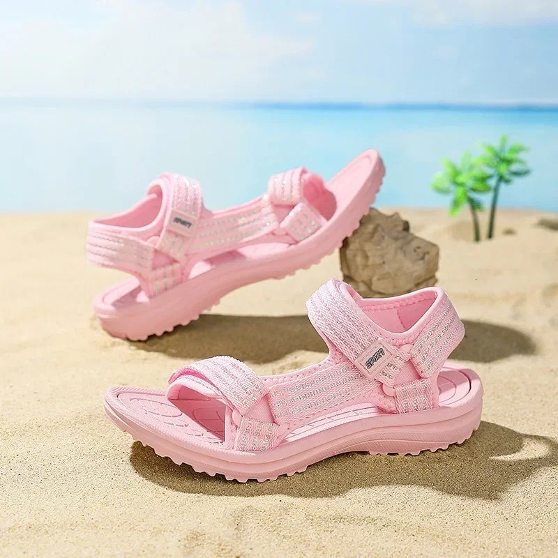 Girls Breathable Sport Sandals 2025 Summer Outdoor Beach Shoes for Girls Children Casual Non Sliper Open-toed Shoes Size 30-38 250407