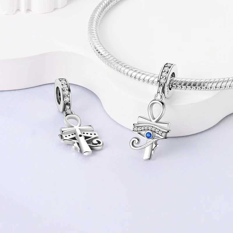 925 Sterling Silver Egyptian Symbol Amulet Pendant Ankh Eye of Horus Charm Fit Original Charms Bracelet Women DIY Jewelry GiftXJ251107
