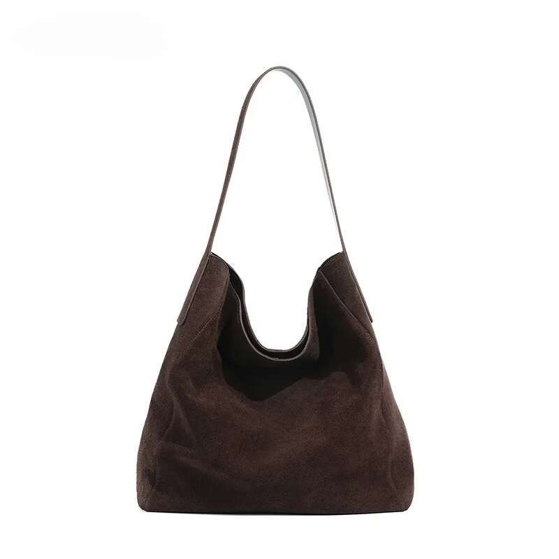 Customized For Individuals Large Capacity Winter Tote High Class Matte Suede Wool Women Handbag Coffee Kakhi Travel Shoulder Bag