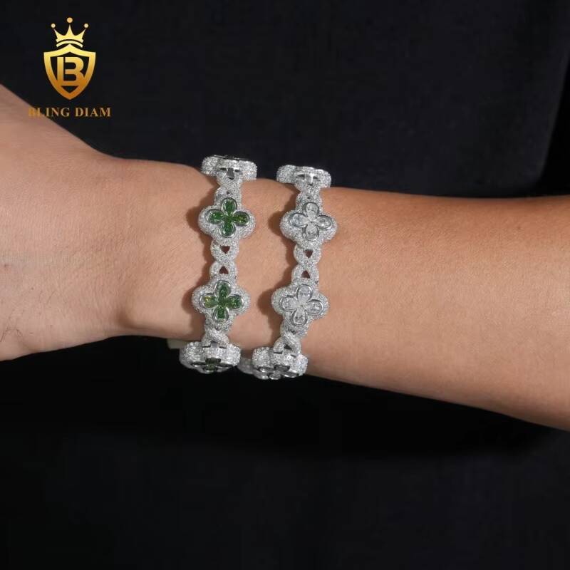 Lab Grown Diamond Bracelet D Color VVS Moissanite Diamond Sterling Silver 925 18MM Moissanite Cuban Link Bracelet