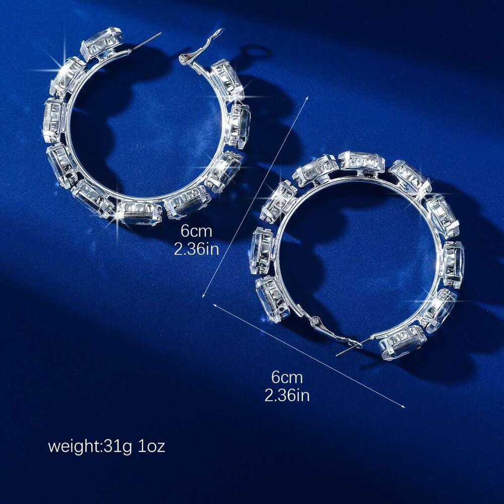 Super sparkg dia inlaid circle exquisite high-end earrings, personalized and fashionable versatile earrings for women