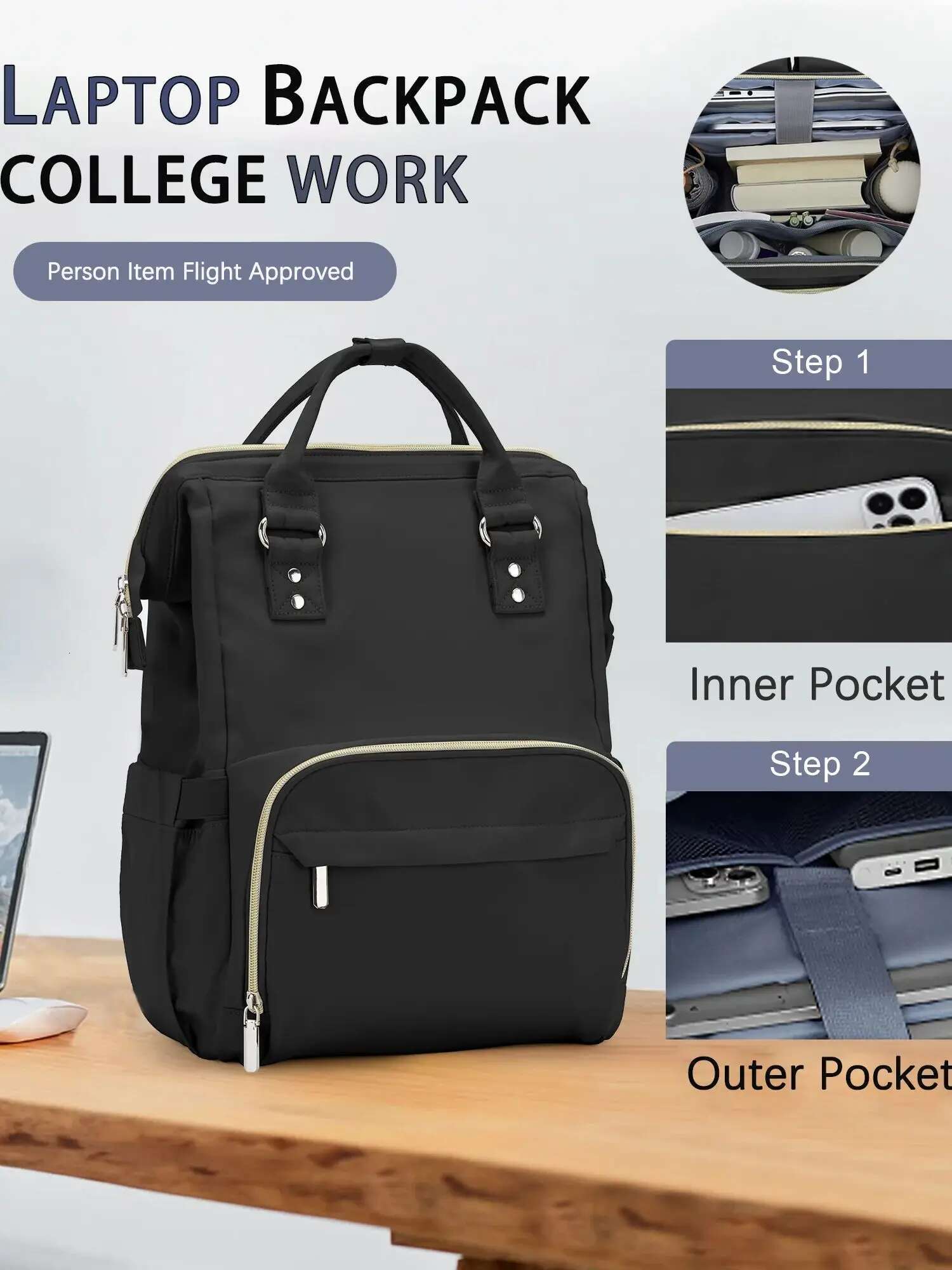 Travel Women Men 14 Inch Laptop Bag, Large Waterproof Stylish Vintage Daypack For College Work Executive Backpack