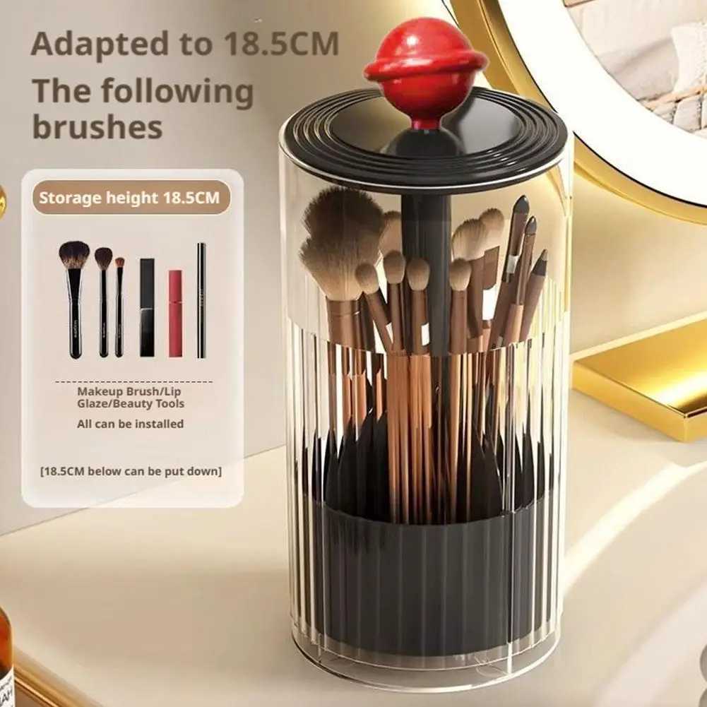 Portable Automatic Lifting Makeup Brush Holder with Dustproof Lid Cosmetic Storage Box For BrushesLipsticks Makeup Organizer J251115