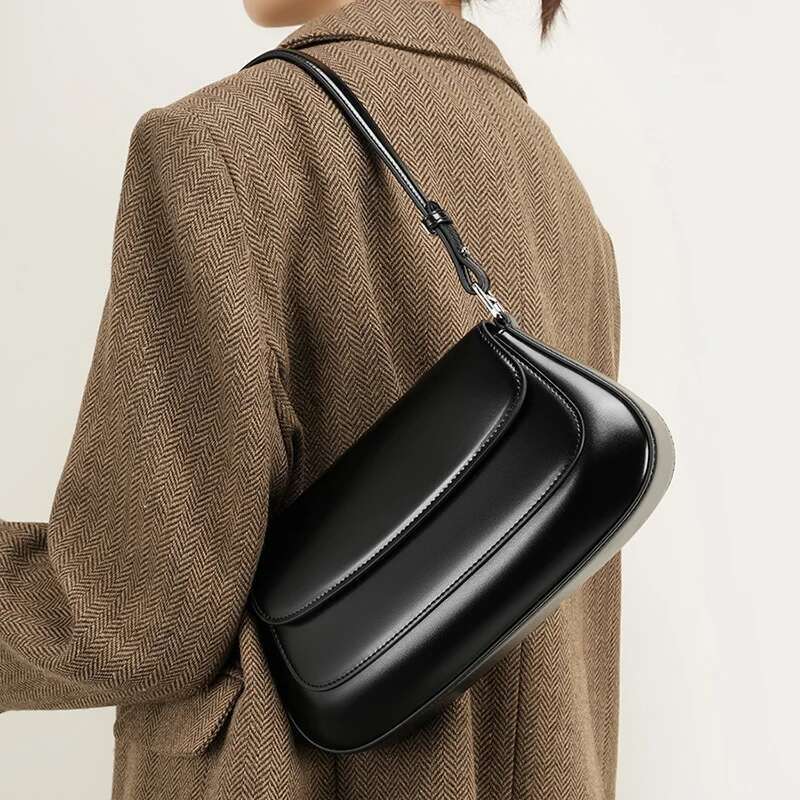 Wholesale Women Saddle Lady Split Leather Fashionable Underarm Shoulder Bag Female Crossbody Messenger Armpit Handbag