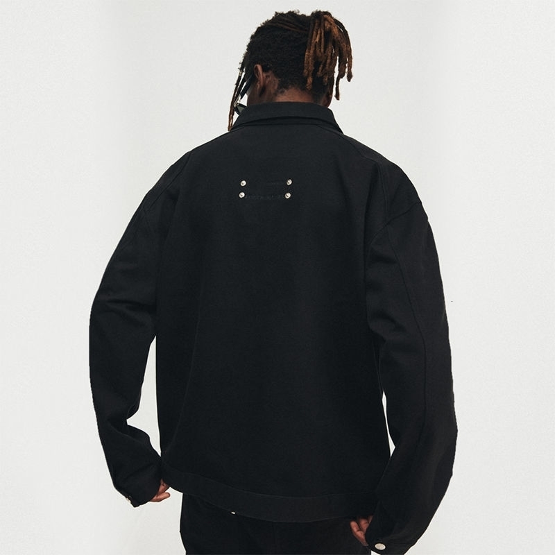American style street metal stud denim jacket mens retro hiphop washed loose zipper 250312