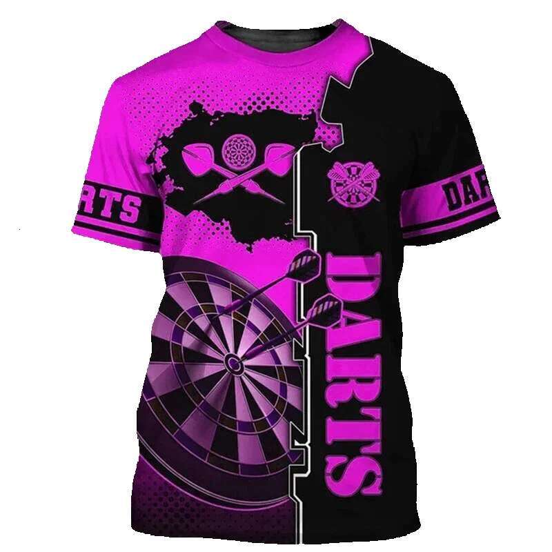 Set Men's Fashion Short Sleeve 3D Printed Street Style T-shirt Summer Dart Platinum Pattern Hip Hop Casual Top