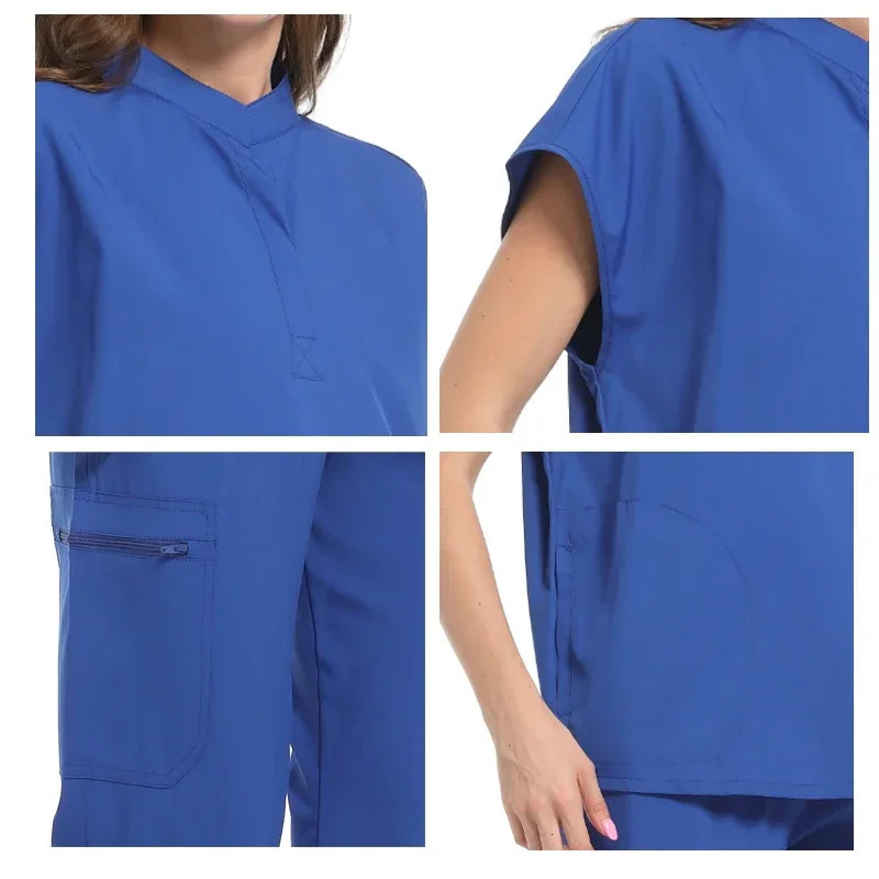 2025 Nurse Uniforms V-neck Top Jogger Pants Scrub Sets Workwear Dentist Nursing Suit Hospital Doctor Outfit 250402