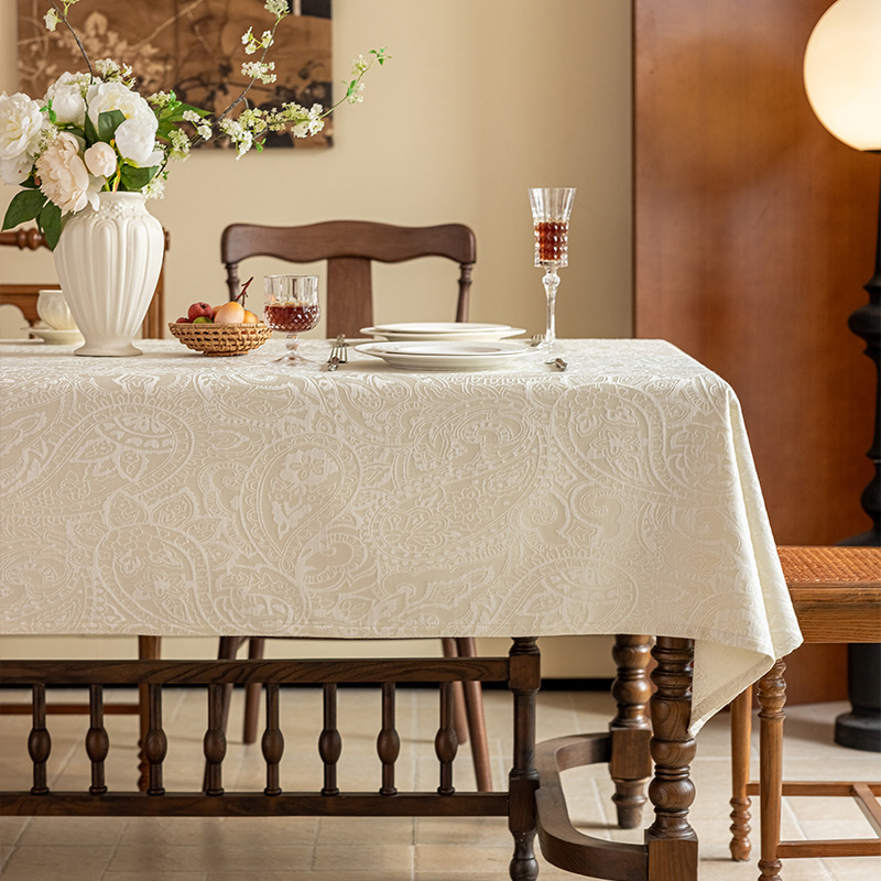 Retro dining table tablecloth jacquard waterproof atmosphere tablecloth hotel homestay desktop cover cloth 8GPZ01